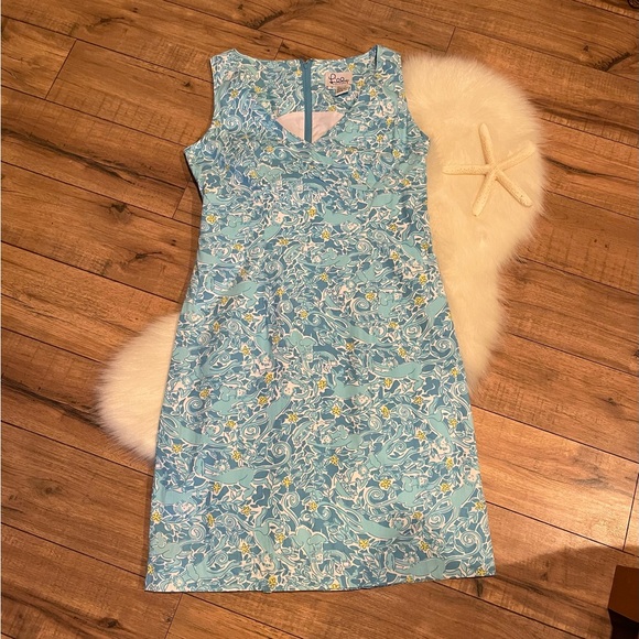 Lilly Pulitzer Kiss the Cook Blue dress Size 8 - Picture 3 of 9